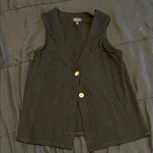 Black Sleeveless Button-Up Vest